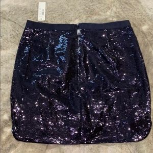 Navy Blue Sequins Mini Skirt